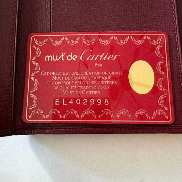 Vintage Cartier de Must Leather Compact Wallet w/Kisslock - Picture 6 of 7
